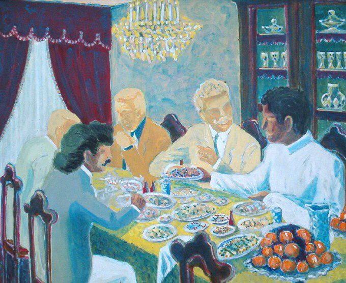 Arabialainen päivällinen, Riyadh, Saudi-Arabia, 81x100 cm, öljyväri