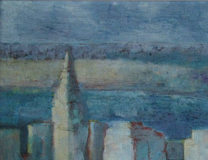 New York & Hudson river, Manhattan, 62x50 cm, öljyväri, yksityisomistuksessa