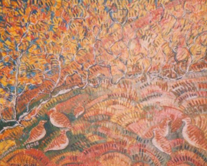Riekkometsä Kebnekaisella, 81x100 cm, öljyväri, yksityisomistuksessa
