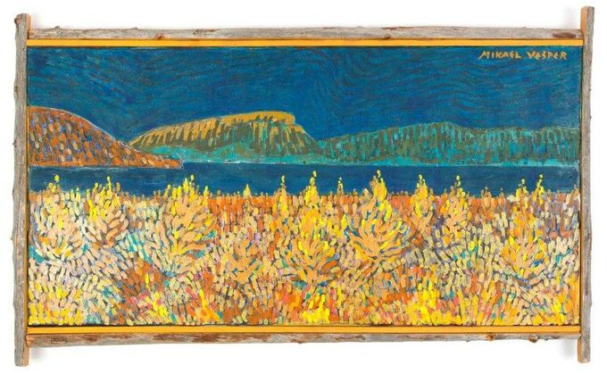 Saanatunturin ruskaa, Kilpisjärvi, 50x100 cm, öljyväri, kelopuukehys